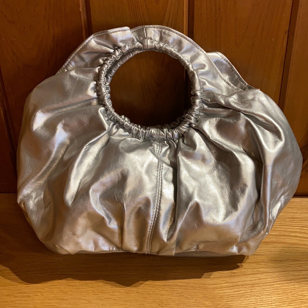 Silver Faux Leather Giannini Purse